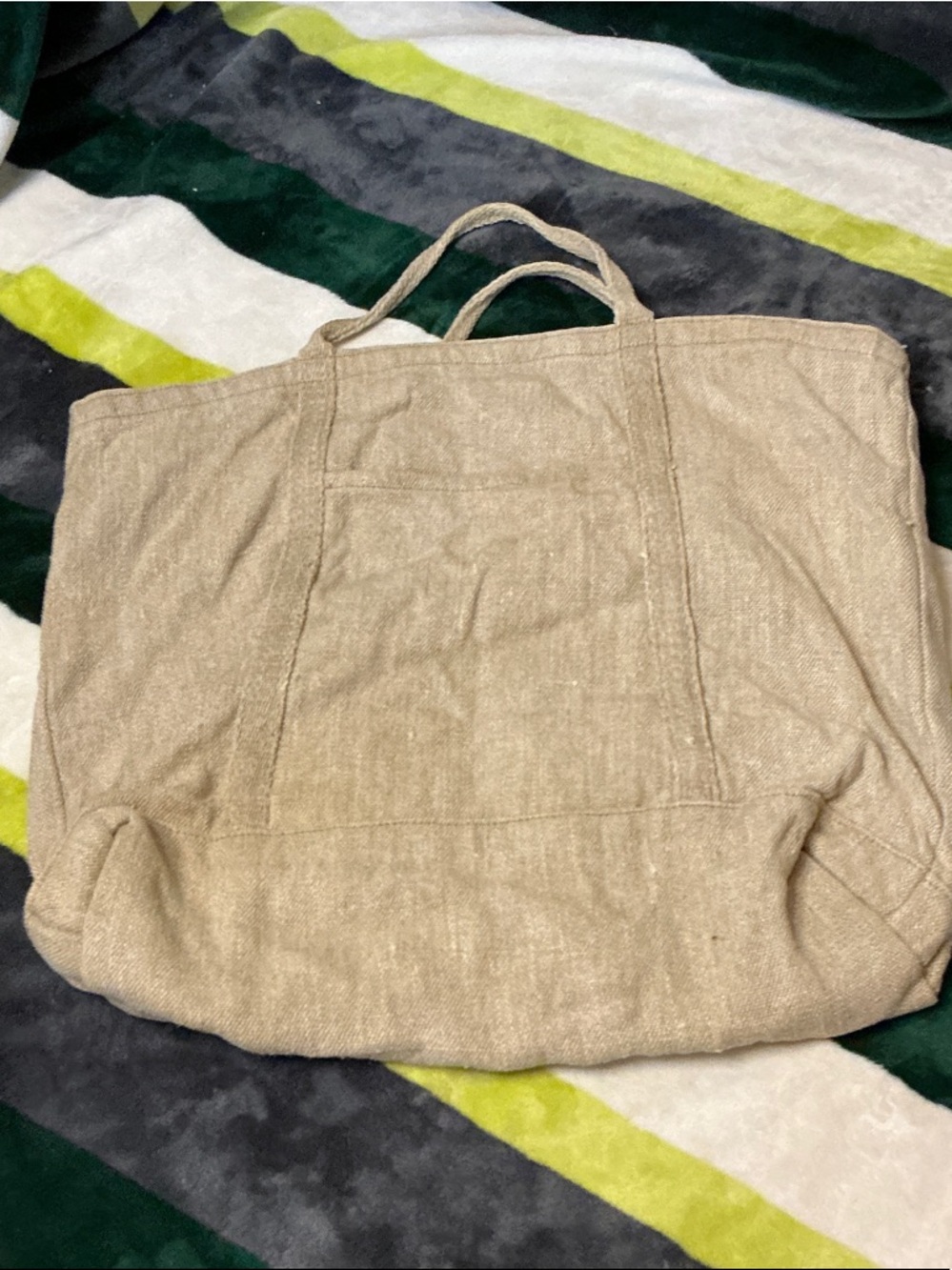 Beige Canvas Duffel Tote - Picture 6 of 9
